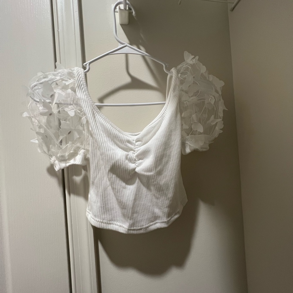 SHEIN runched bust applique detail crop top (never worn) - Picture 2 of 7